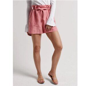 Rebecca Taylor High Waist Paper Bag Slub Linen Shorts